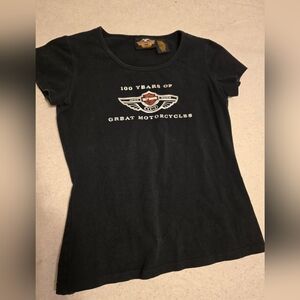 Vtg Harley Davidson Ladies T-shirt 100 years of great motorcycles Size S NWOT